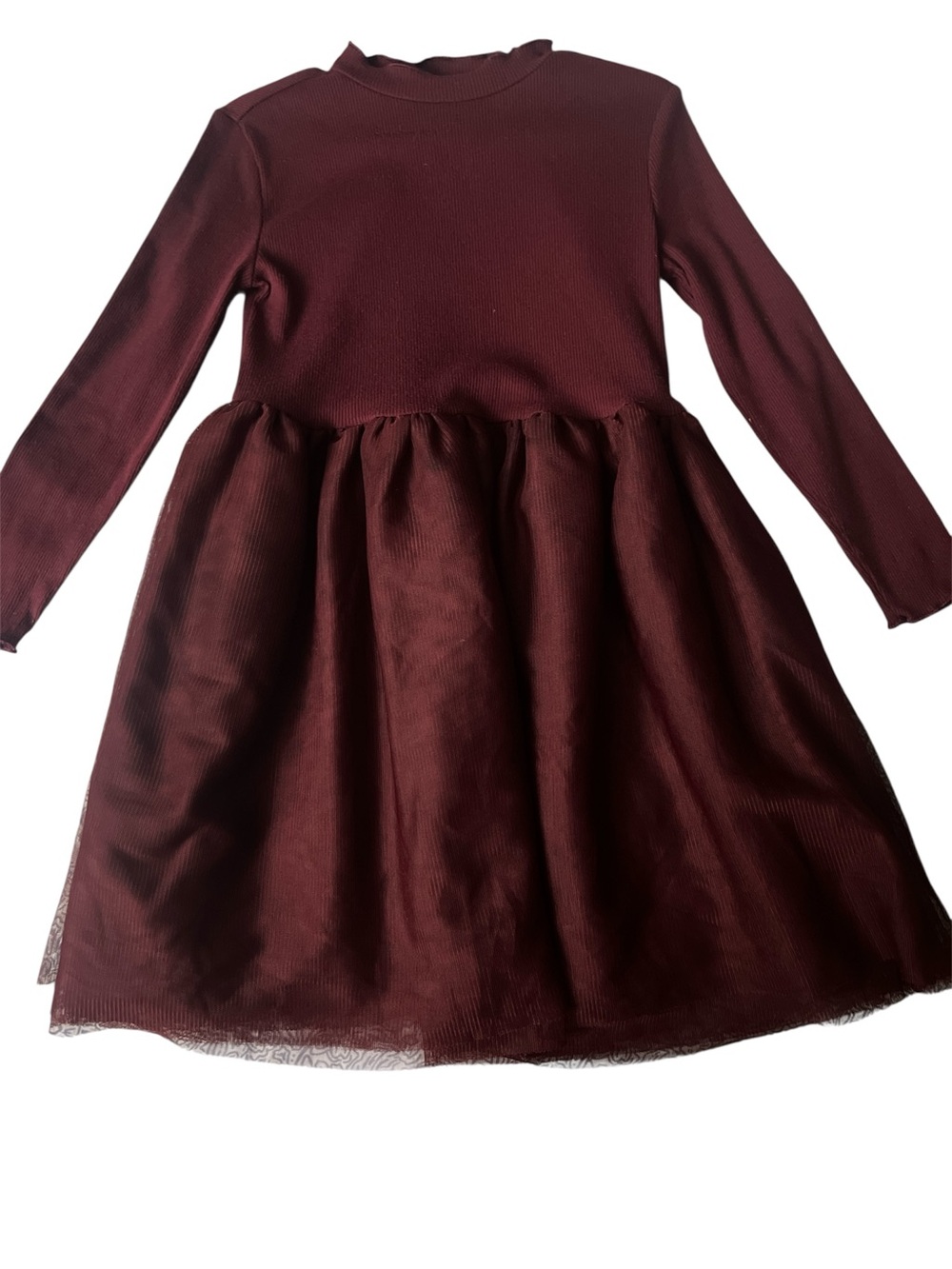 Old Navy Burgundy Long-Sleeve Tulle Skirt Dress